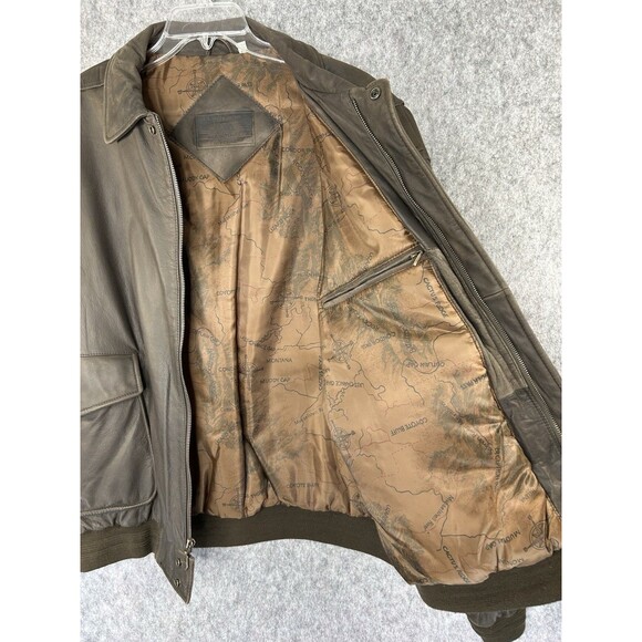 Roundtree & Yorke Men's Brown Leather Flight Bomber Aviator Jacket Coat Sz 2XL - Picture 5 of 13